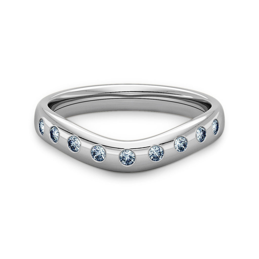 Curve Shaped Wedding Ring with 9 Diamonds