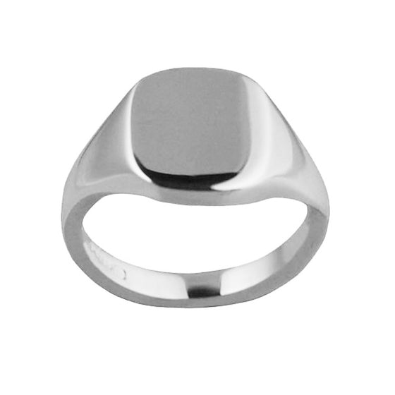 Silver 12 x 10mm Cushion Signet Ring