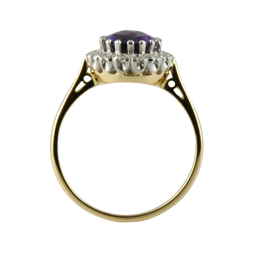 Facetted Amethyst & Diamond Cluster Ring