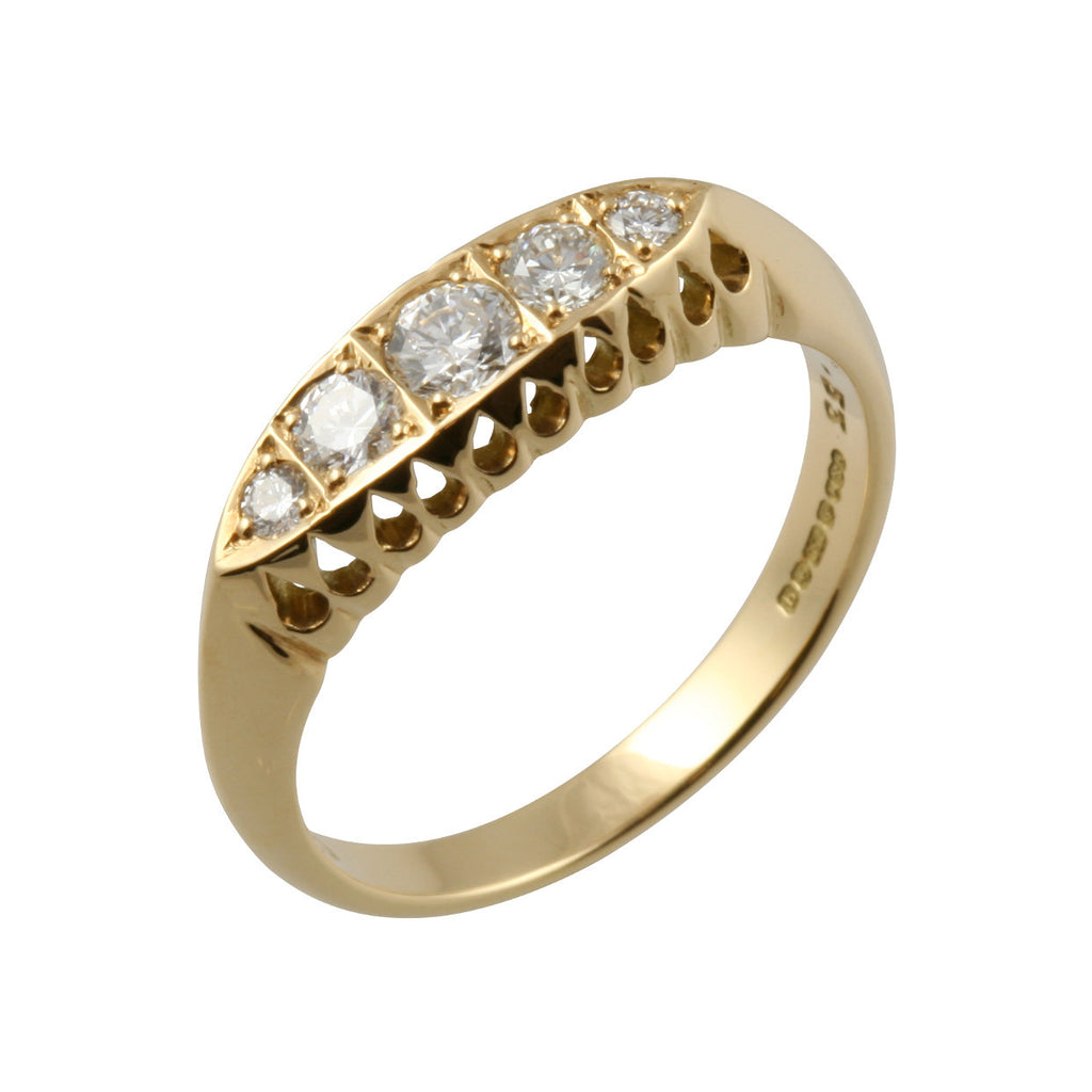 Victorian Style 5 Diamond Gold Ring