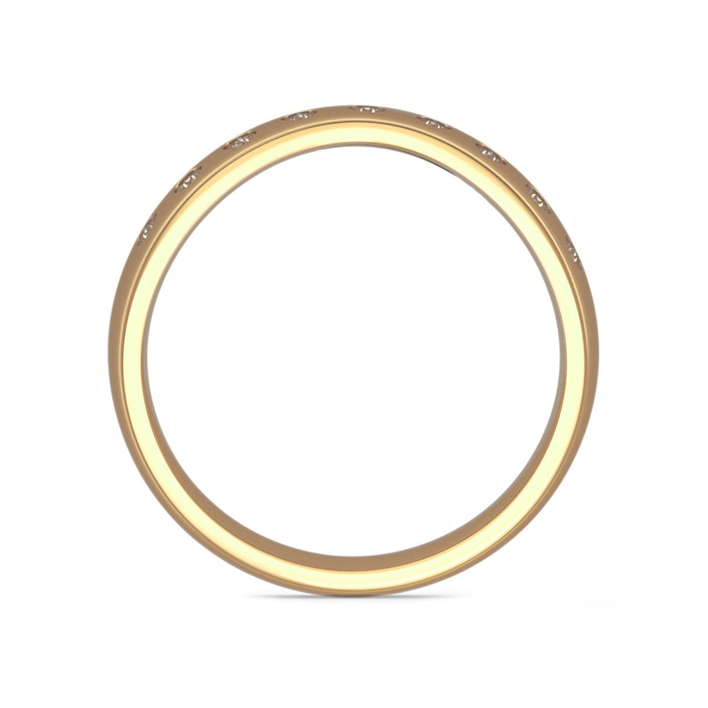 Curve Shaped Gold Wedding Ring with 9 Diamonds