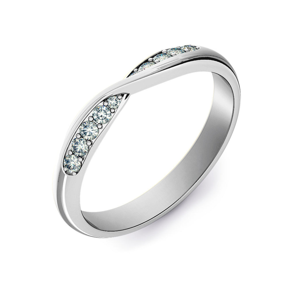 Twist Shaped Wedding Ring with Grain Set Diamonds
