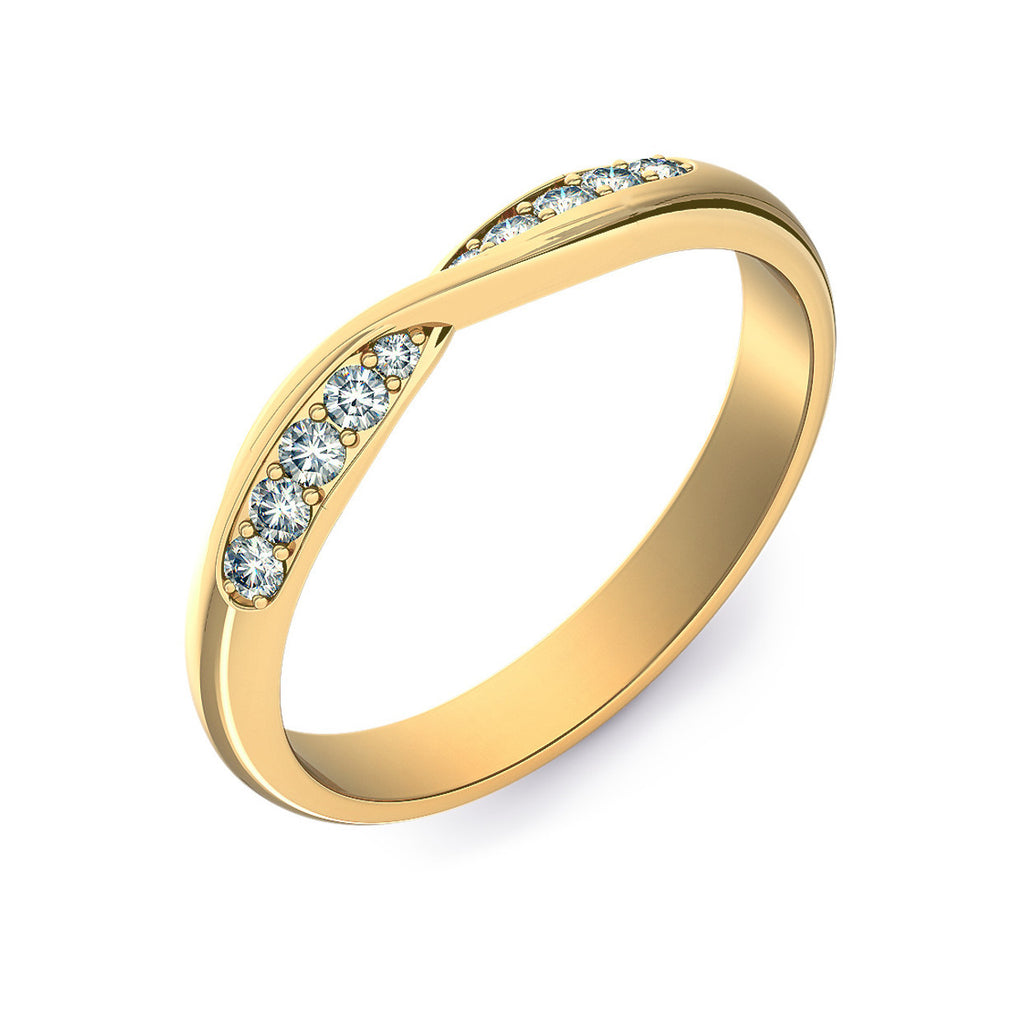 Twist Shaped Gold Wedding Ring with Grain Set Diamonds