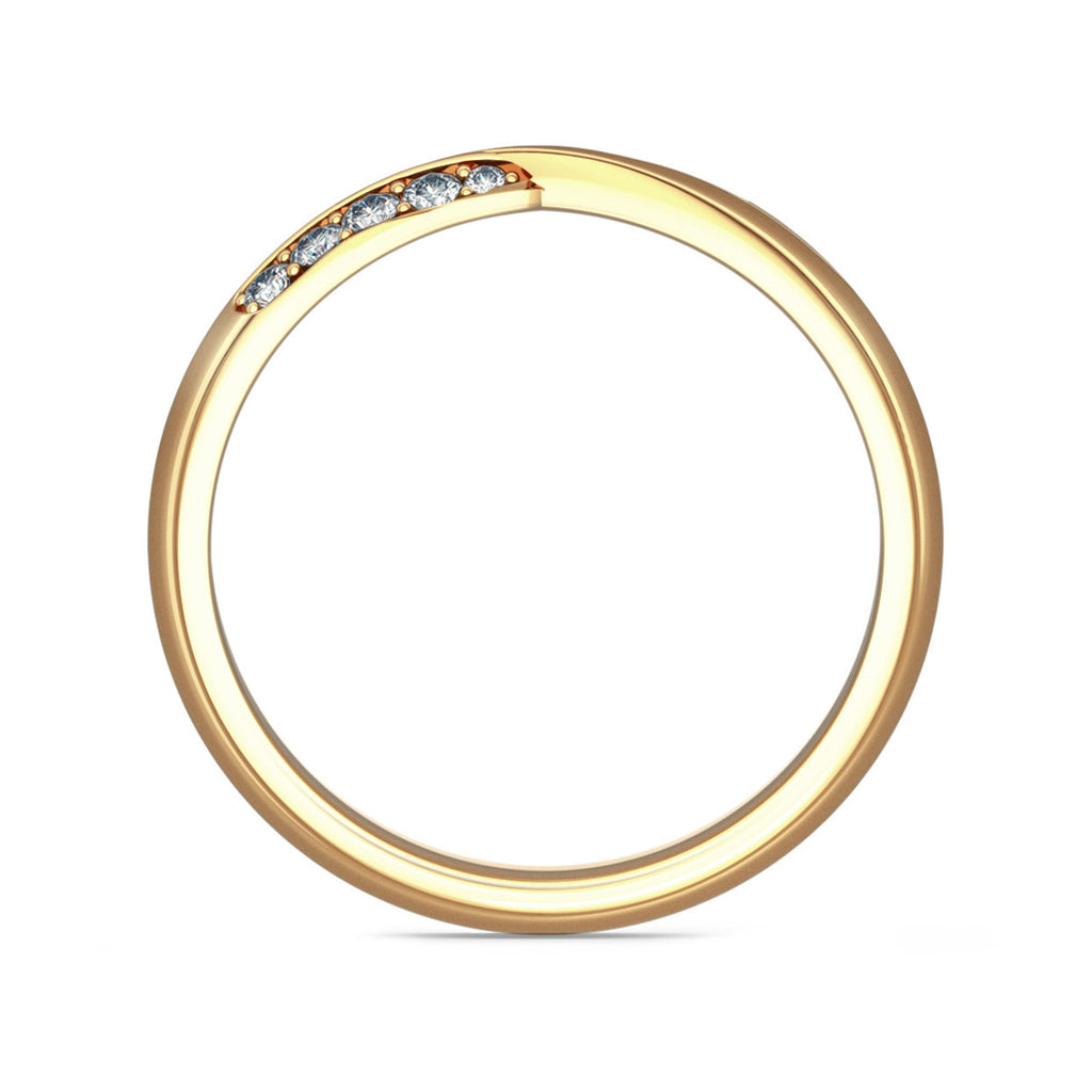 Twist Shaped Gold Wedding Ring with Grain Set Diamonds