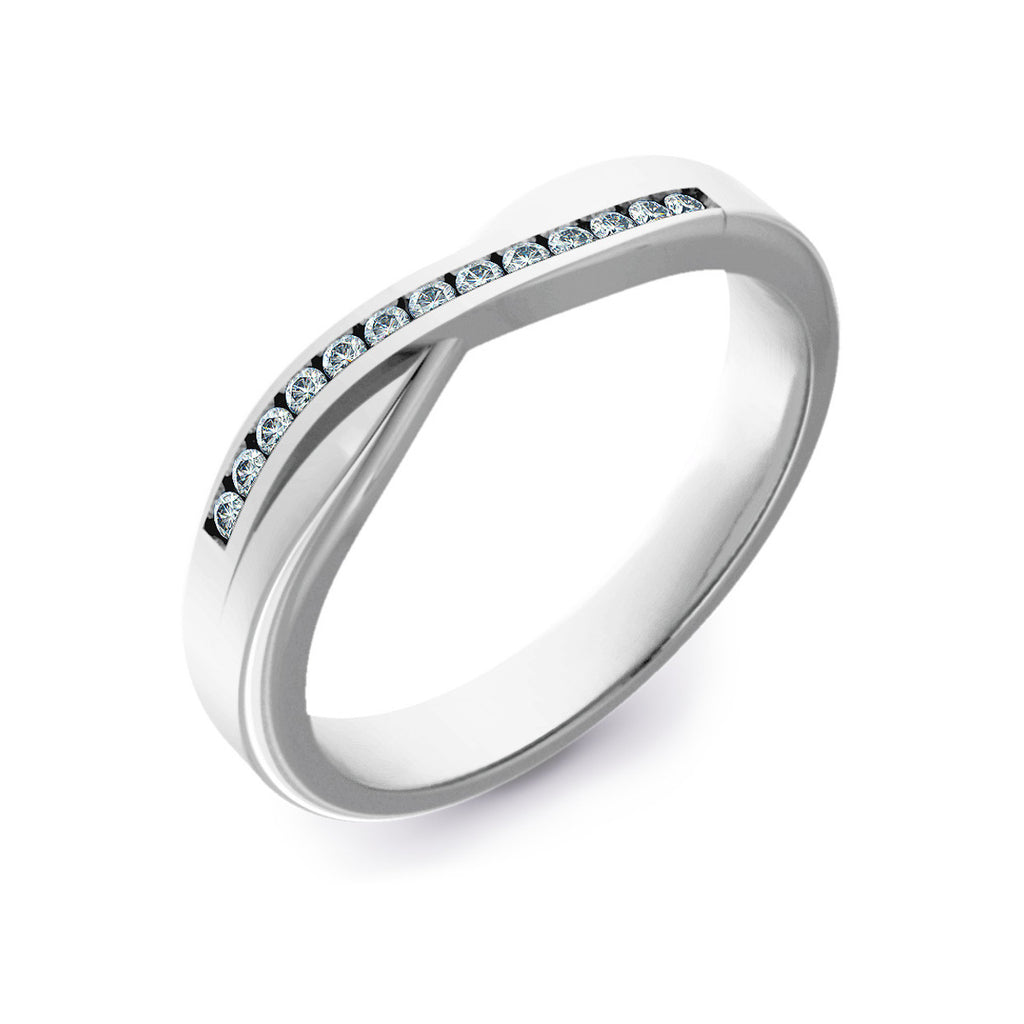 Diamond Set Crossover Wedding Ring