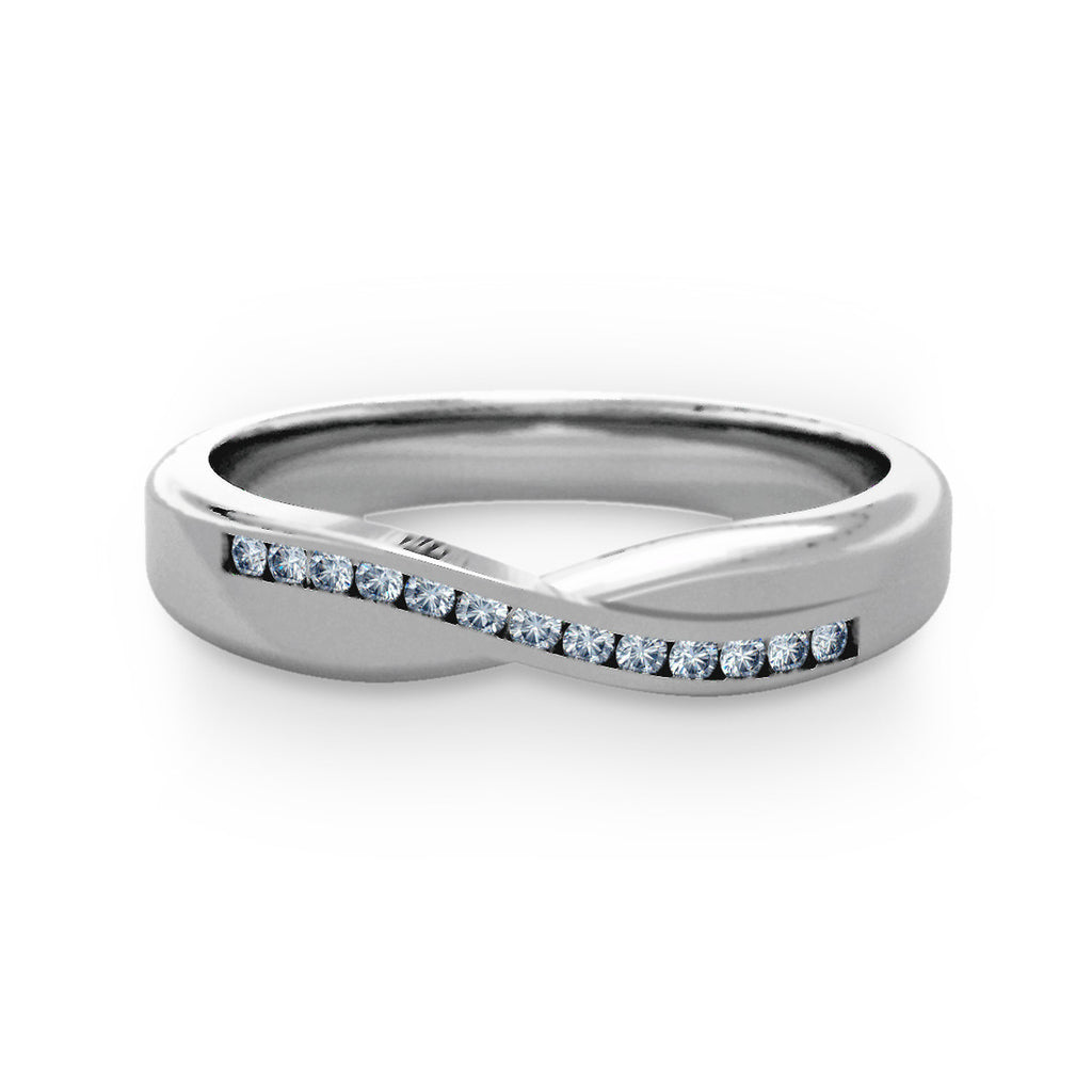 Diamond Set Crossover Wedding Ring