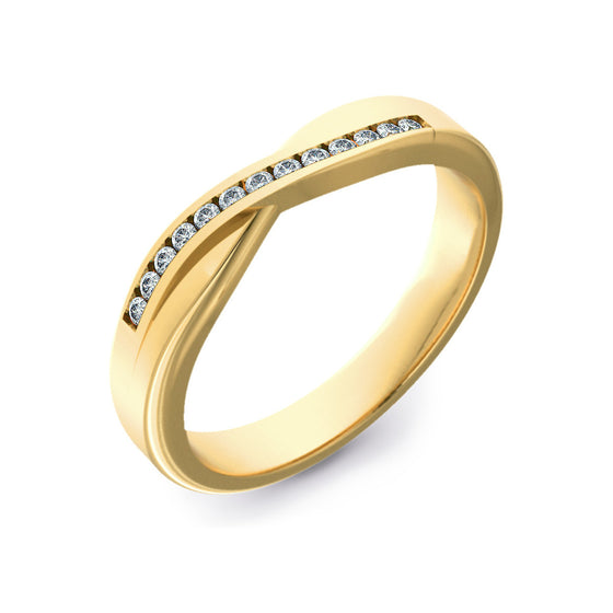 Diamond Set Crossover Gold Wedding Ring