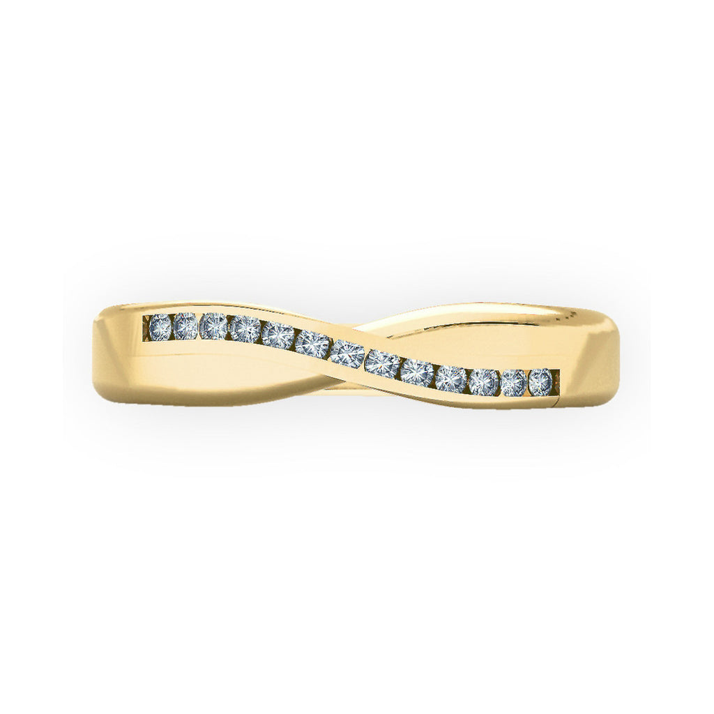 Diamond Set Crossover Gold Wedding Ring