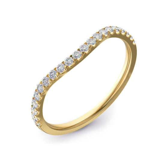 1.5mm Curve Shaped Gold Ring with Micro Claw Set Diamonds