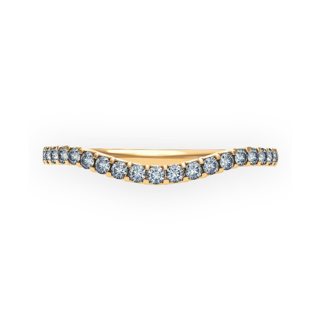 1.5mm Curve Shaped Gold Ring with Micro Claw Set Diamonds