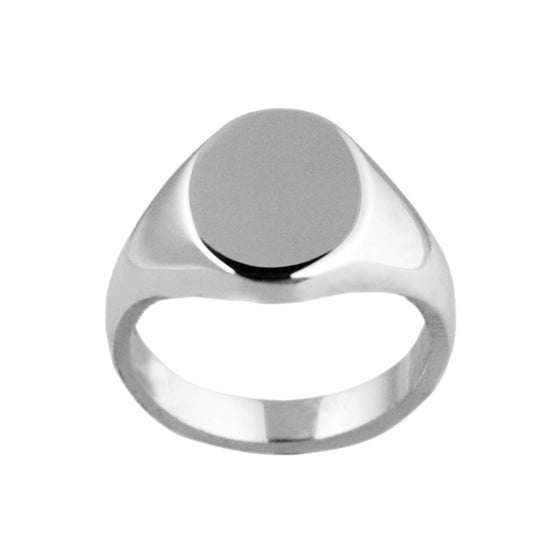 Silver 13 x 10mm Oval Shaped Signet Ring
