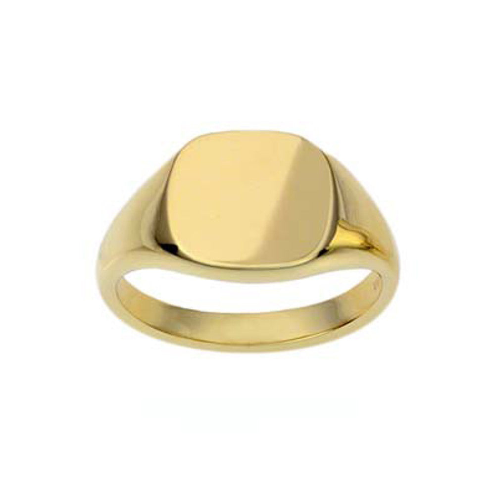 9ct Yellow Gold 13 x 13mm Cushion Signet Ring