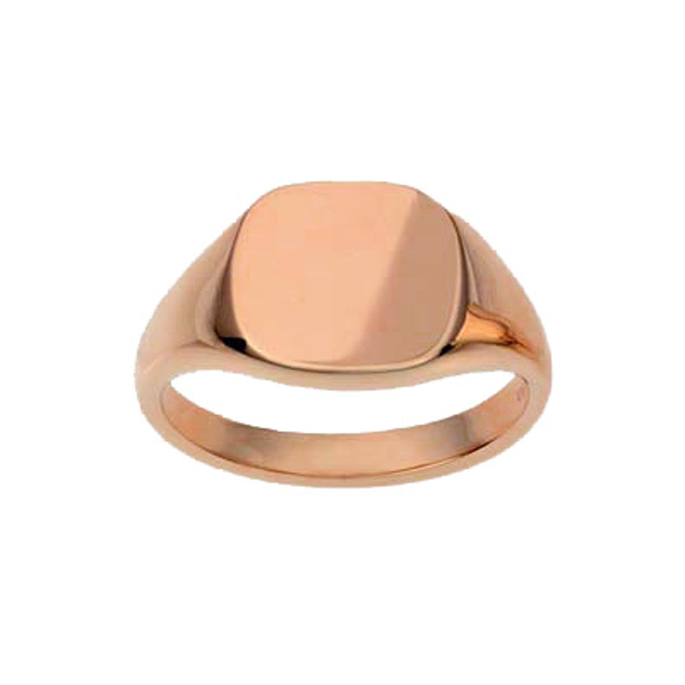 9ct Rose Gold 13 x 13mm Cushion Signet Ring