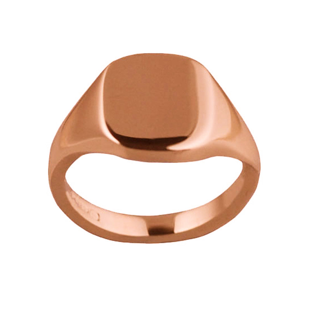 9ct Rose Gold 12 x 10mm Cushion Signet Ring Hathaway Styles Ltd