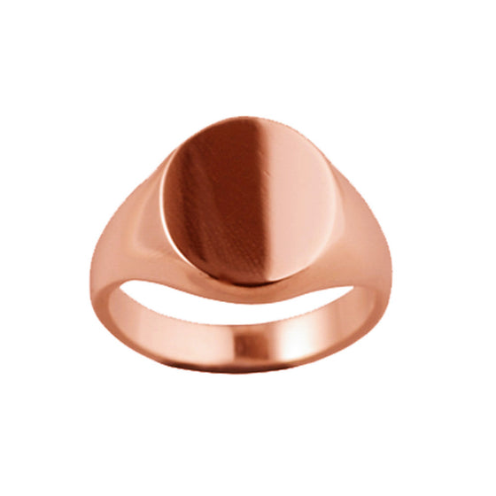 9ct Rose Gold 16 x 14mm Oval Shaped Signet Ring