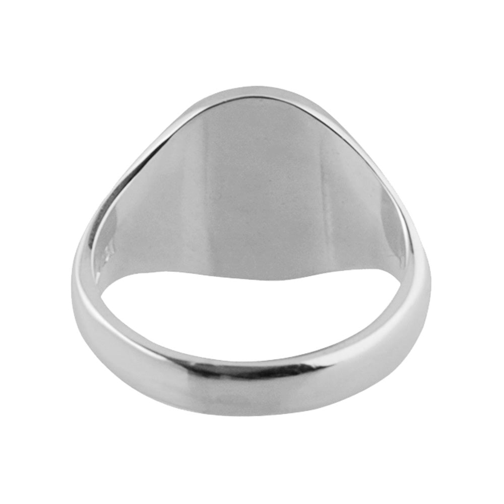 Silver 16 x 14mm Oval Shaped Signet Ring