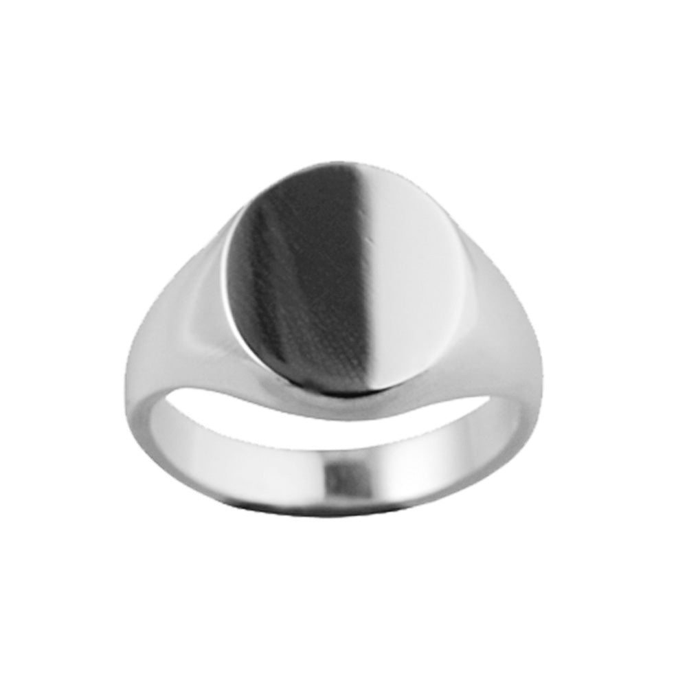 Sterling Silver 14x12mm Oval Signet Ring