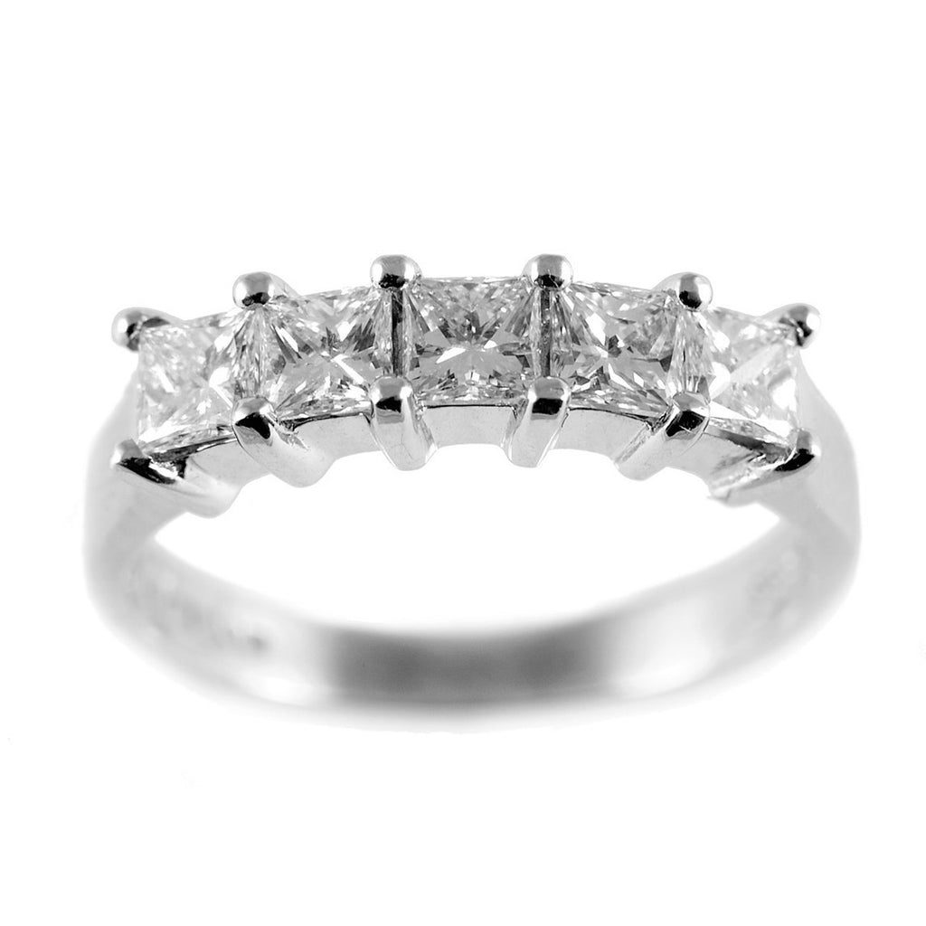 1.00 Ct Princess Diamond Half Eternity Ring