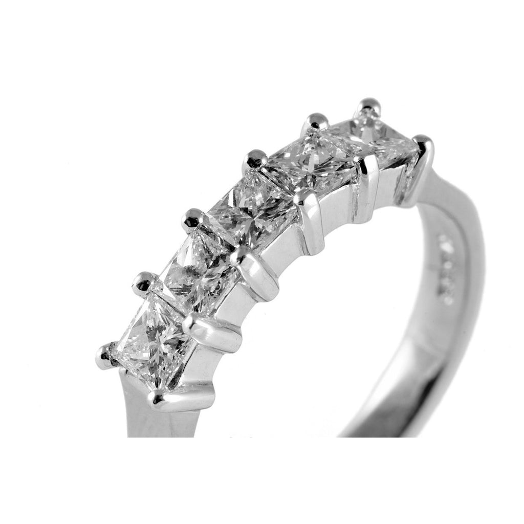 1.00 Ct Princess Diamond Half Eternity Ring