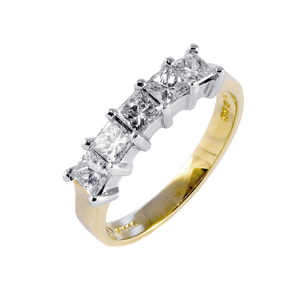 1.00 Ct Princess Diamond Gold Half Eternity Ring