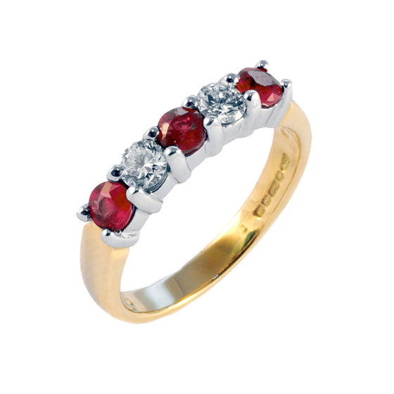 Claw Set Ruby & Diamond Half Eternity