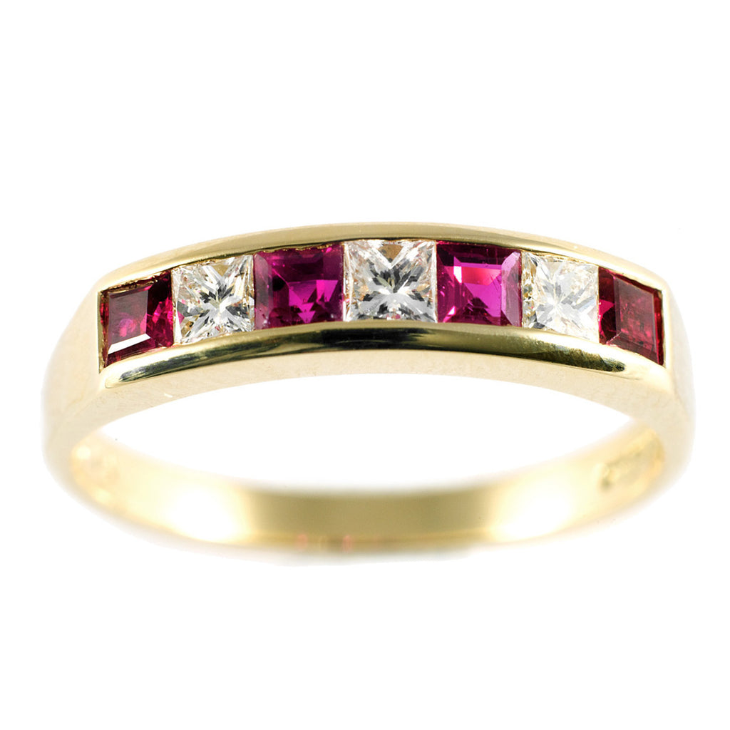 Channel Set Ruby & Diamond Half Eternity