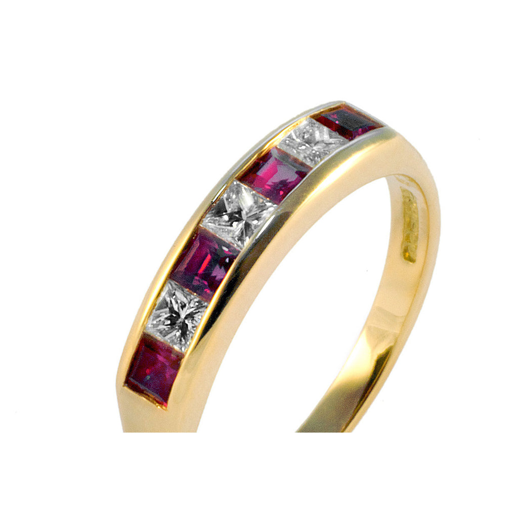 Channel Set Ruby & Diamond Half Eternity