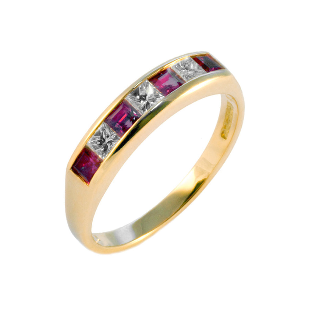 Channel Set Ruby & Diamond Half Eternity